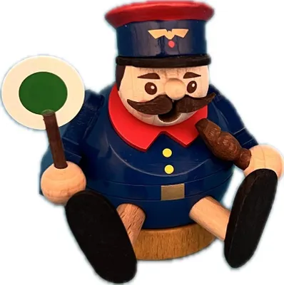 Produktbild von Räucherfigur Eisenbahner mit Kelle bunt Höhe 8cm NEU