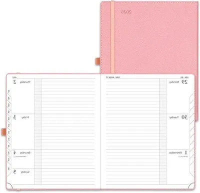 Productafbeelding van Planner Kantoor - Agenda Boek - Afspraken Plannen - Leren Kaft - 26.5 cm - Zwart