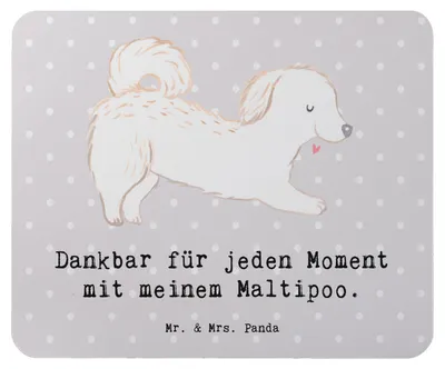 Produktbild von Mr. & Mrs. Panda Mouse Pad Maltipoo Moment - Grau Pastell - Geschenk, Mischling, mousematte, Kreuzung, pc mousepad, laptop, Mauspad