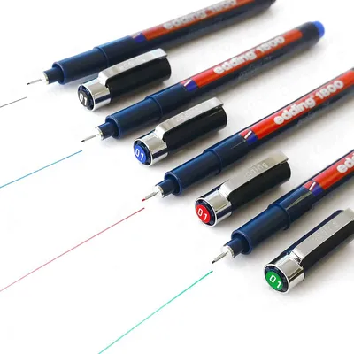 Zdjęcie produktu dla Edding 1800 Profipen, cienkopis pigmentowy, 0,1 mm, zestaw 4 sztuki: czarny, niebieski, czerwony i zielony