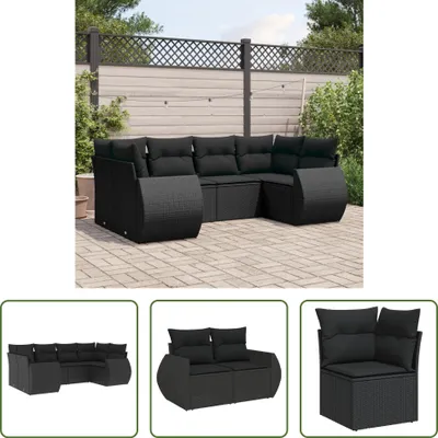 Produktbild von The Living Store 6-tlg. Garten-Sofagarnitur mit Kissen Schwarz Poly Rattan