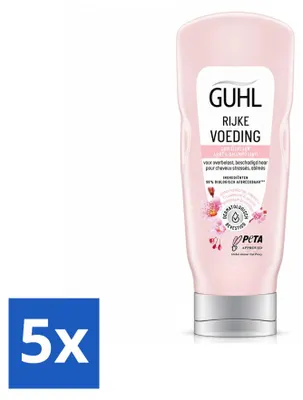 Imagen del producto de 5 unidades de acondicionador Guhl, nutritivo e hidratante, 200 ml cada uno. Paquete económico