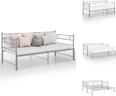 Produktbild von vidaXL Ausziehsofa Bettgestell Grau Metall 90x200 cm -  Betten & Bettgestelle