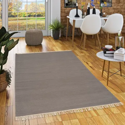 Produktbild von Wolle Natur Teppich Kelim Mila Anthrazit, Größe:160x230 cm