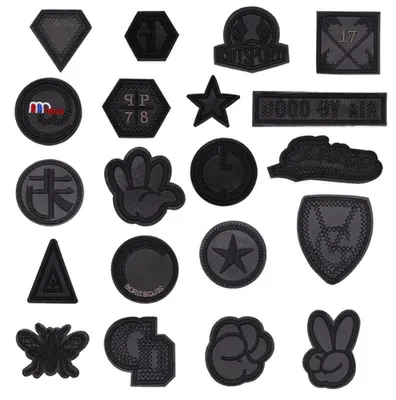 20 Bügelpatches, schwarze Stickapplikationen, Aufnäher für Kleidung