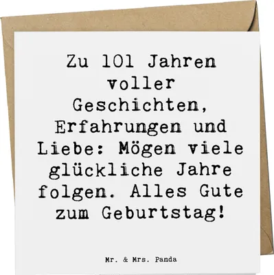 Produktbild von Mr. & Mrs. Panda Deluxe Karte Spruch 101. Geburtstag - Weiß - Geschenk, handgefertigt, Glückwunschkarte, doppelkarte, Happy Birthday, anlasskarte, Klappkarte, Karten