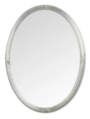 Immagine prodotto di MO.WA Specchio da parete ovale 56 x 76 Argento Specchio classico placcato argento, Italy, Specchio decorativo ovale Specchio decorativo Specchio da appendere in stile antico
