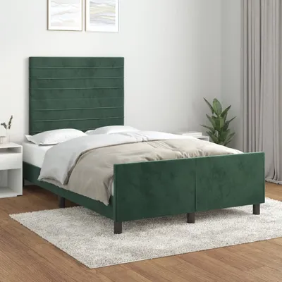 Produktbild von [Home] Bettgestell mit Kopfteil Dunkelgrün 120x200 cm Samt , Neue Mode 2024 im häuslichen Leben