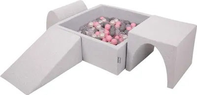 Produktbild von KiddyMoon Spielplatz Aus Schaumstoff Mit 300 Bälle 7cm Hindernisläufen Version 2 Quadrat Bällebad Mit Bunten Bällen Für Babys Und Kinder