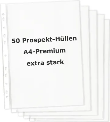Produktbild von TimeTEX Prospekt-Hüllen A4 Premium, extra stark, 50 Stück