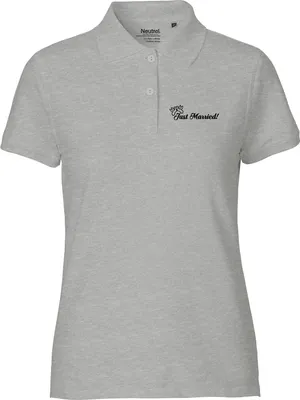 Produktbild von Huuraa Damen Polo Shirt Just Married Tauben XL Sport Grey Bio Baumwolle Fairtrade Poloshirt Geschenkidee