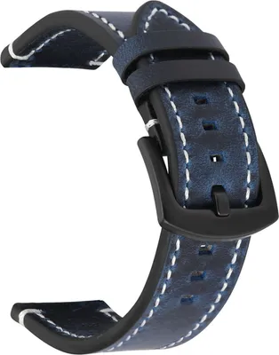 Produktbild von Set 18 mm 19 mm 20 mm 22 mm 24 mm Uhrenarmband Retro verstellbar universell verschleißfest bequemer Ersatz mit Federstegen Echtleder-Uhrenarmband für den täglichen Gebrauch-Navy blau,20mm