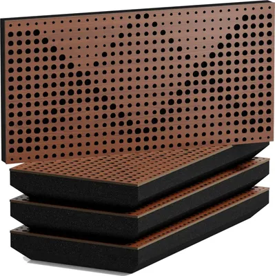Obrázok produktu pre 4-balenie – Úzky zvukovo izolačný akustický difúzny panel WILDS-H | 25 x 50 cm | Odraz | Hrúbka – Farba: [53 mm | Orešok]