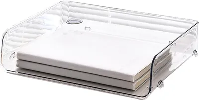 Obrázok produktu pre Úložný box na papier A4 Stohovateľný plastový veľký otvárací jednovrstvový organizátor stolových súborov pre kanceláriu Transparent 32,5x25x7,5cm/12,8x9,8x3,0in