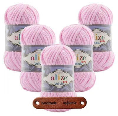 Produktbild von 5 x ALIZE Velluto 31 Baby Pink mit Label