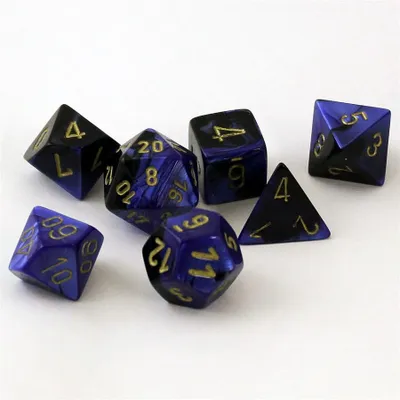 Image de Chessex - Gemini - Jeux de 7 dés - Noir-Bleu-Or