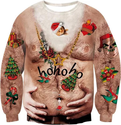 Immagine prodotto di Maglione natalizio marrone da uomo, divertente, con stampa 3D, comodo e morbido, taglia L
