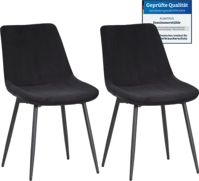 Immagine prodotto di Sedia in velluto Albatros BOSA beige - set di 2 sedie da pranzo dal design moderno e retrò, imbottite ed ergonomiche, rivestimento  DEKRA, facile da pulire