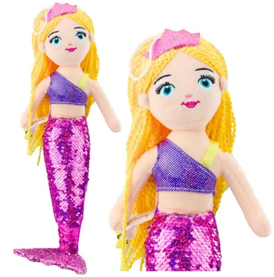 Produktbild von Lean Plüsch Meerjungfrau Kuschelschwanz In Pailletten Lila 48Cm