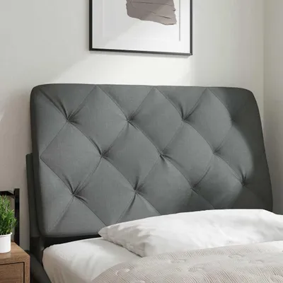 Image de vidaXL Coussin de tête de lit gris foncé 90 cm Tissu