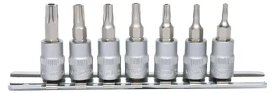Productafbeelding van KS Tools 911.1460, set doppen, 1/4", 7 stuks, chroom-vanadiumstaal, conform DIN 3120, ISO 1174, 160 g