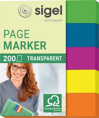 Immagine prodotto di SIGEL HN615 Segnapagina in fogli - 50 x 12 mm, assortiti, 5x 20 strisce