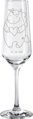 Produktbild von Mr. & Mrs. Panda Glas Einhorn Herz - Transparent - Geschenk, Unicorn, Champagnerglas, Trinkglas, Freundin, Sektflöte, Sektkelch, Einhörner, Sektglas, Witzig