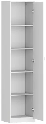 Produktbild von Küchenschrank, 5-Ebenen-Aufbewahrungsschrank, verstellbare Regale, für Wohnzimmer, Küche, Vorratskammer, Holz, Weiß