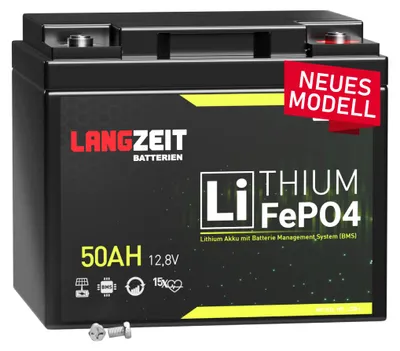 Produktbild von LiFePO4 50Ah 12V LANGZEIT Lithium Batterie Solarbatterie Wohnmobil USV ersetzt 40Ah 45Ah