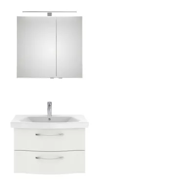 Produktbild von PELIPAL Serie 6005 Sprint SET-016-010 Spiegelschrank, Waschtisch, Waschtischunterschrank  /  82cm Weiß Hochglanz