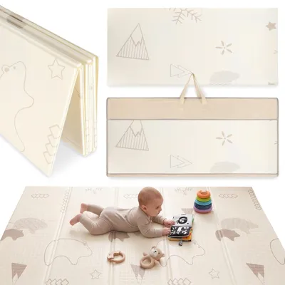 Produktbild von Große Schaumstoffmatte für Kinder, faltbar mit Bezug, 197 x 88 x 2 cm
