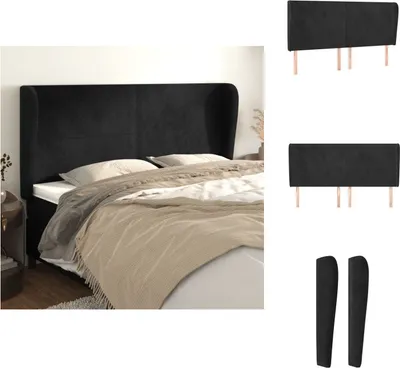 Produktbild von vidaXL Kopfteil mit Ohren Schwarz 163x23x118/128 cm Samt -  Kopf- & Fußenden