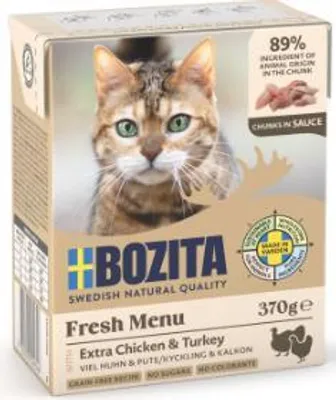 Produktbild von Bozita Cat Tetra Recard Häppchen in Soße Huhn & Pute 370g (Menge: 1 Dose)