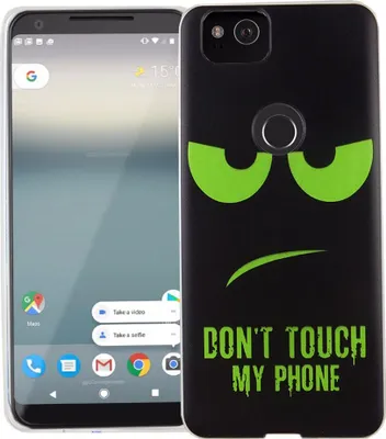 Produktbild von Handy Hülle für Google Pixel 2 Cover Case Schutz Tasche Motiv Slim Silikon TPU Dont Touch My Phone Grün