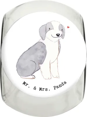 Produktbild von Mr. & Mrs. Panda Dose Bearded Collie Lebensretter L 870ml - Weiß - Geschenk, Dekoglas, glasbehälter, Aufbewahrungsdose, Vorratsbehälter, Britischer Hütehund, Vorratsglas