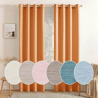 Produktbild von Famanu Vorhangset Thermovorhänge mit Ösen - Orange, 140 x 225 cm (B x H)