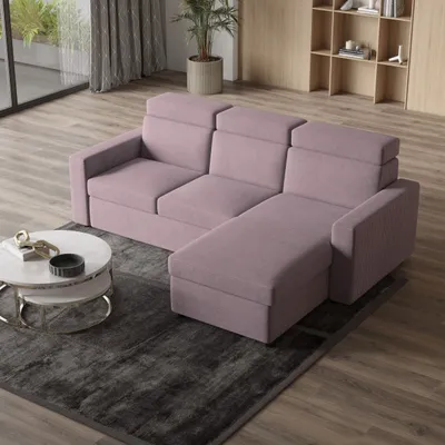 Produktbild von Masseno Ecksofa PADWA mit Schlaffunktion L-Form, Sofa mit Bettkasten, Wohnzimmersofa, Couch, Soffa, Bettsofa, Couchgarnitur- Lila, POSO 130