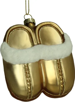 Produktbild von Christbaumschmuck Glas 7,5cm Hausschuh Figur Gold