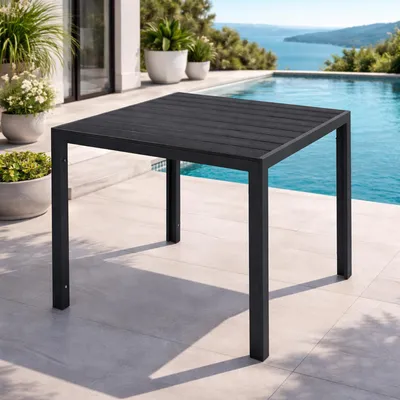 Polywood Gartentisch Aluminium anthrazit / schwarz 90x90cm
