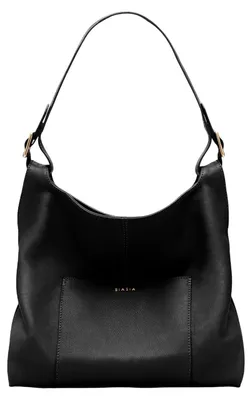 Produktbild von BIASIA Leder Schultertasche Umhängetasche Pocket Hobo Bag Nero schwarz