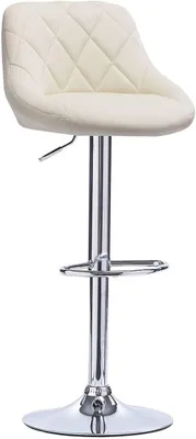 Immagine prodotto di Sgabello da bar girevole e regolabile in altezza, con schienale | Colore crema | 35x38x83-104 cm