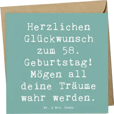 Produktbild von Mr. & Mrs. Panda Glückwunschkarte Spruch 58. Geburtstag - Meeresbrise - Geschenk, Handwerkskunst, faltkarte, Herzlichen Glückwunsch, Geburtstagswünsche, Liebe Grüße