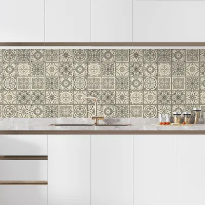 Produktbild von Selbstklebende Küchenrückwand für die Küche – Lumaléa – Zementfliesen-Effekt – Selbstklebend + GL?NZENDER Schutz – 60 x 60 cm