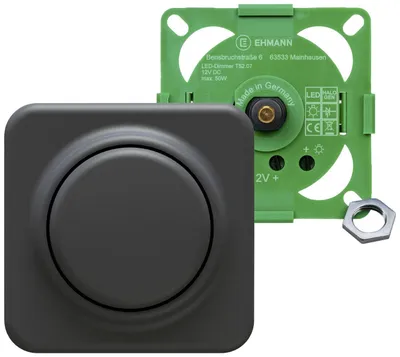 Immagine prodotto di Articolo di seconda scelta: dimmer LED Ehmann T52.07, 12 V, 50 W, antracite, interruttore, presa, dimmer, lampadine a incandescenza