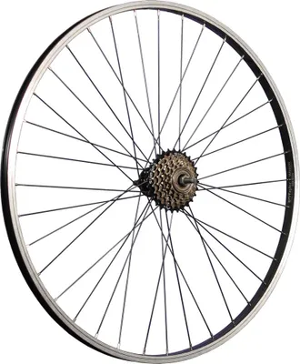 Produktbild von 28 Zoll Fahrrad Hinterrad Aluminiumfelge mit 6 fach Schraubkranz schwarz