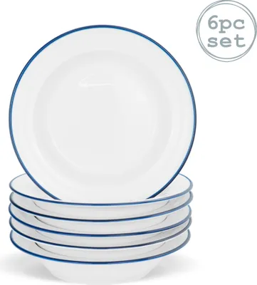 Produktbild von Farmhouse - Suppenschüssel mit breitem Rand - Weiß/Blau - 22 cm - 6 Stück