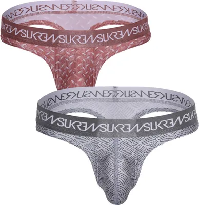Produktbild von SUKREW - Herren Thongs Unterwäsche - Classic Thong Vorteilspack 1x Diamond + 1x Checker - Größe XL