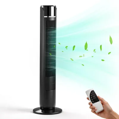 Produktbild von FCH Schlafzimmer-Turmventilator, oszillierender Standventilator für den Innenbereich mit 12-Stunden-Timer, LED-Anzeige und Fernbedienung