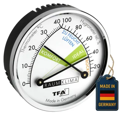 Image de TFA 45.2024 Thermohygromètre analogique avec anneau métallique Contrôle du climat ambiant