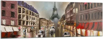 Produktbild von Bilder auf glas - Paris Turm Straße - 160x50cm - Glasbilder - Wandbilder - Kunstdruck - zum Aufhängen bereit - Wanddekoration aus Glas - Glas Bilder - Wandbild auf Glas - Einteilig - GAB160x50-3431